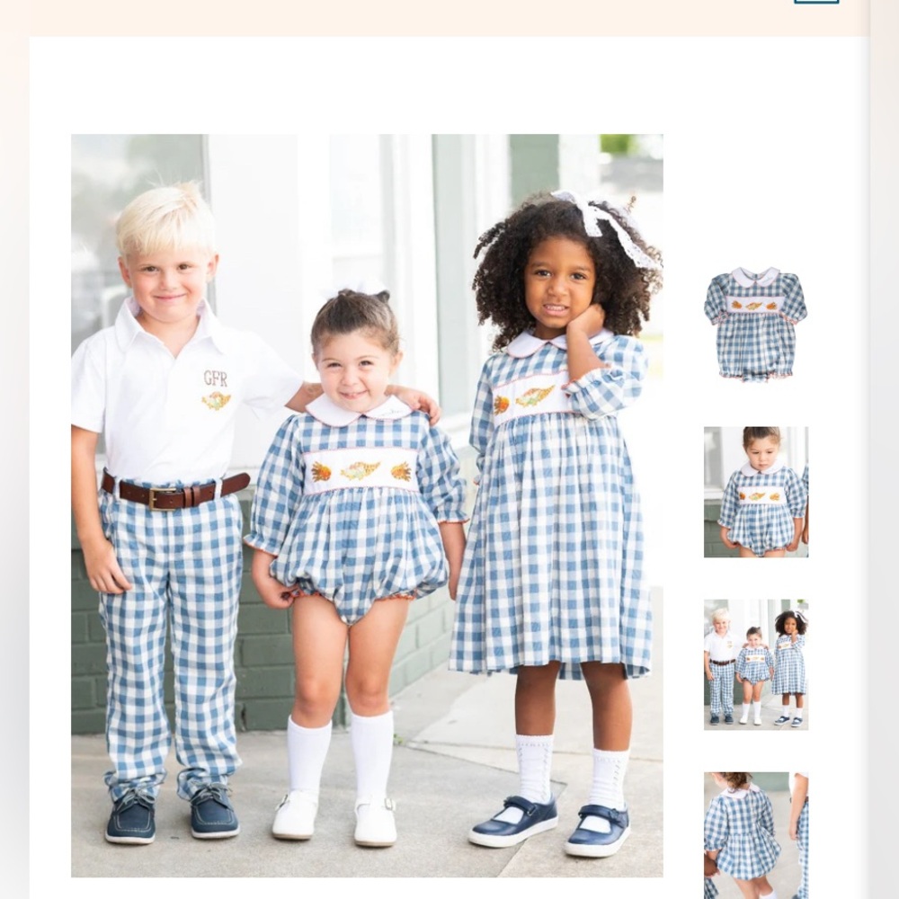 EUC (like new) Smockingbird Boy’s 2t gingham thanksgiving outfit